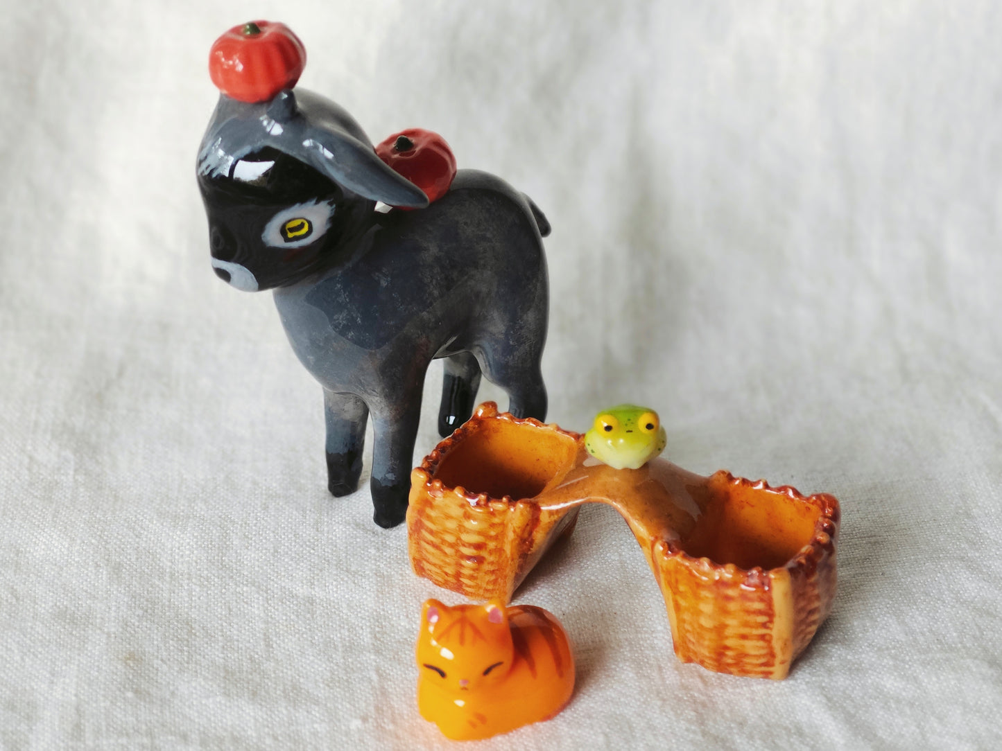 Fall Goat Figurine with basket panniers (MAGNETIC) Jumbo Size