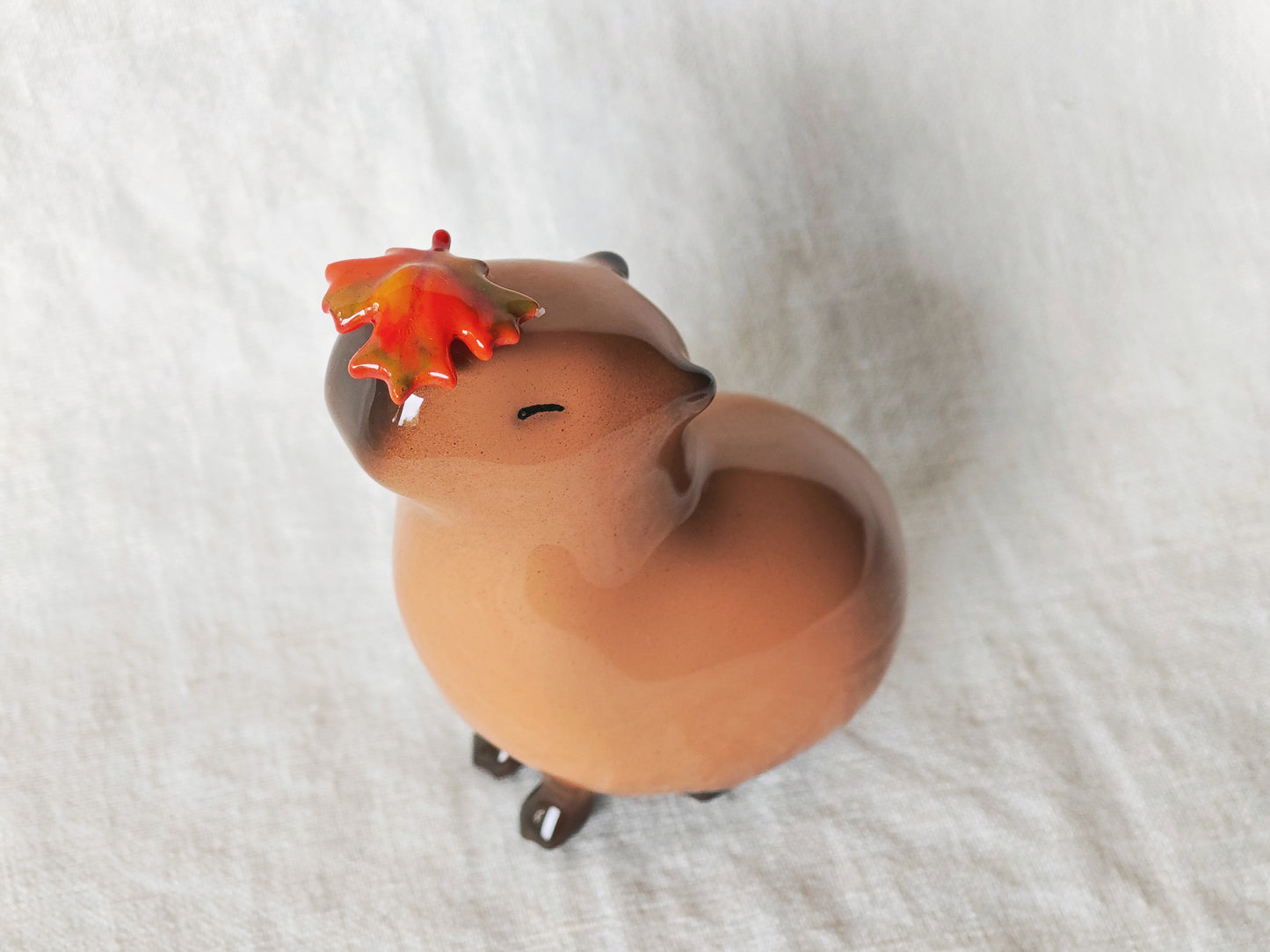 Capybara with Fall Leaf Figurine (MAGNETIC) Jumbo Size