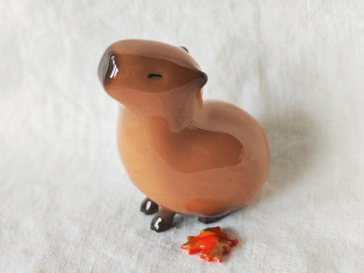 Capybara with Fall Leaf Figurine (MAGNETIC) Jumbo Size