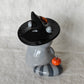 Witch Raccoon with Broom and Pumpkin (MAGNETIC)