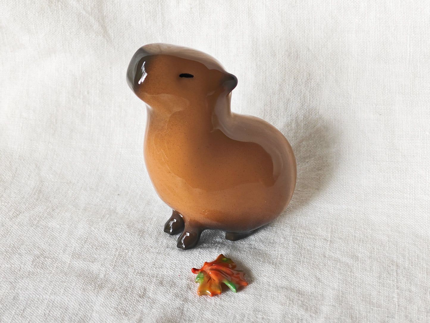 Capybara with Fall Leaf Figurine (MAGNETIC) Jumbo Size