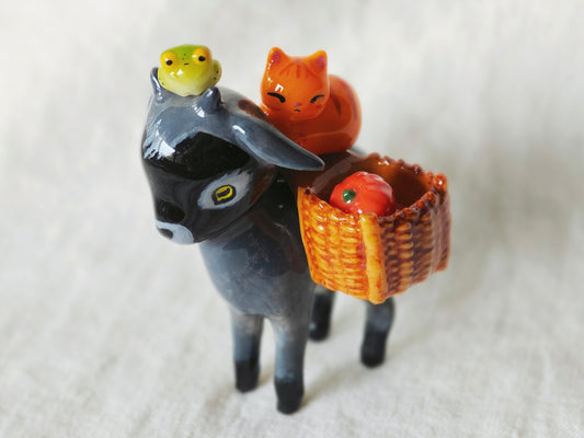 Fall Goat Figurine with basket panniers (MAGNETIC) Jumbo Size
